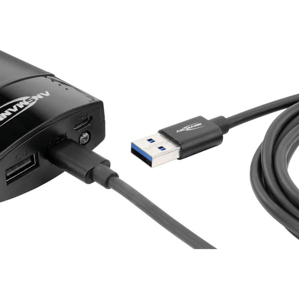 Ansmann USB-kabel USB 3.2 Gen1 (USB 3.0) USB-A kontakt, USB-C®-kontakt 2.00 m Svart Aluminiumkontakt, TPE-hölje, Tilläm