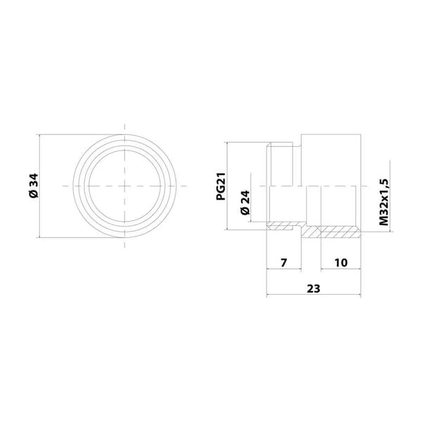 LAPP 52104499 SKINDICHT MA-PG/M 21/32x1,5 Kabelförskruvning Adapter PG21 M32 Mässing Mässing 1 st