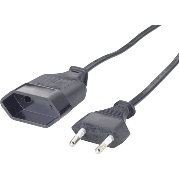 GAO 145605092 Ström Förlängningskabel Svart 2.00 m H03VVH2-F 2X 0,75 mm²