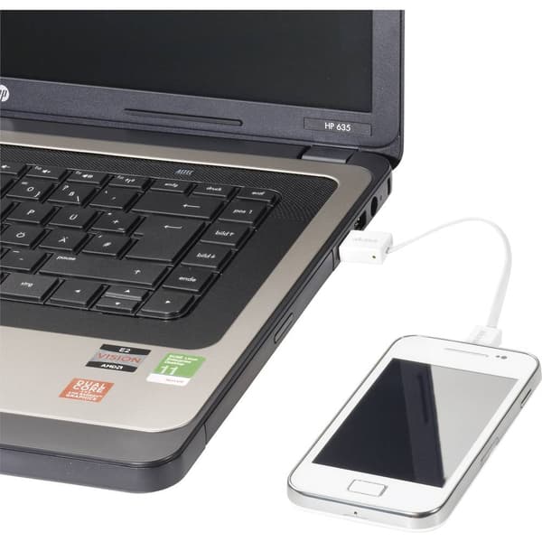 Akasa USB-kabel USB 2.0 USB-A kontakt, USB-Micro-B-kontakt 0.15 m Vit Högflexibel, guldpläterad kontakt, UL-certifierad