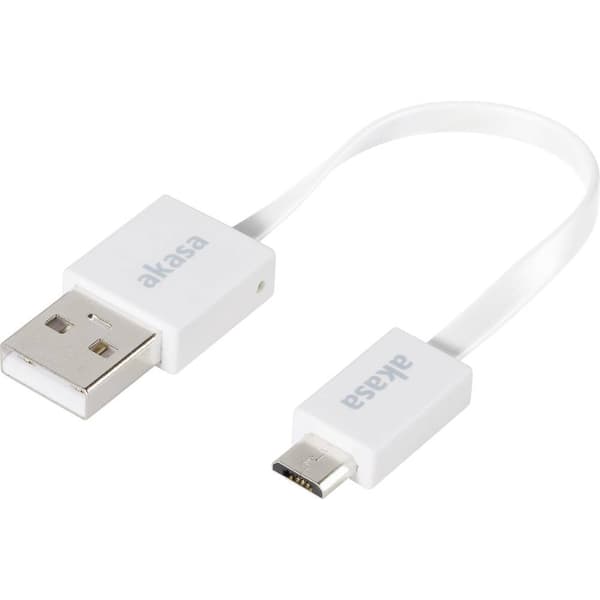 Akasa USB-kabel USB 2.0 USB-A kontakt, USB-Micro-B-kontakt 0.15 m Vit Högflexibel, guldpläterad kontakt, UL-certifierad