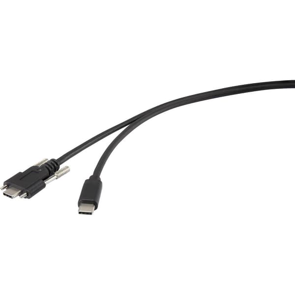 Renkforce USB-kabel USB 3.2 Gen1 (USB 3.0) USB-C®-kontakt, USB-C®-kontakt 1.00 m Svart skruvbar RF-3773812