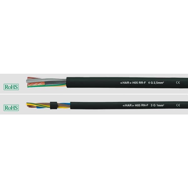 Helukabel 35001 Gummislangledning H05RR-F 2 x 0.75 mm² Svart 50 m