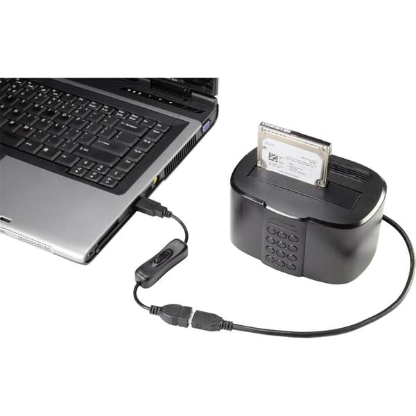 Renkforce USB-kabel USB 2.0 USB-A kontakt, USB-B kontakt 0.25 m Svart inkl. strömbrytare, guldpläterad kontakt RF-33466