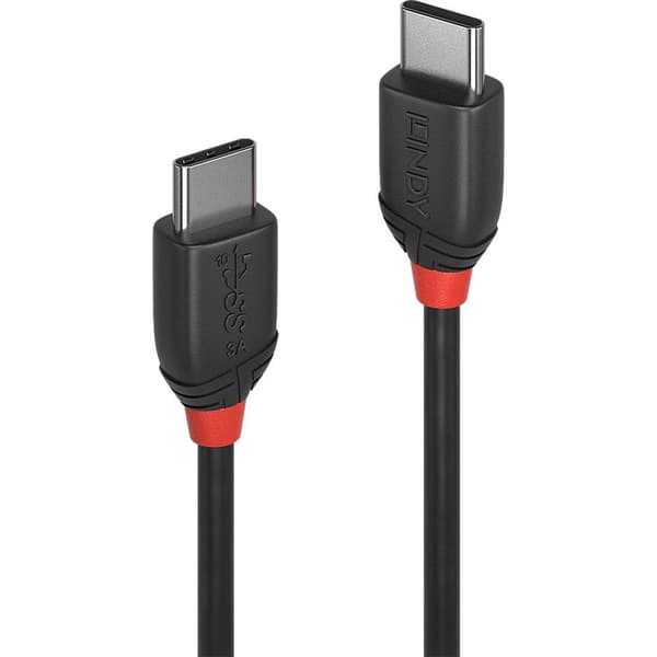 LINDY USB-kabel USB 3.2 Gen2x2 USB-C®-kontakt, USB-C®-kontakt 0.50 m Svart Tillämplig kontakt på båda sidor 36905