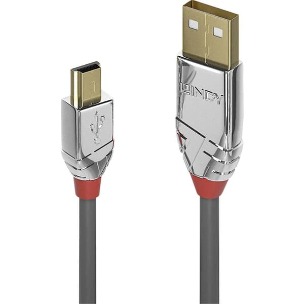 LINDY USB-kabel USB 2.0 USB-A kontakt, USB Mini-B kontakt 2.00 m Grå 36632