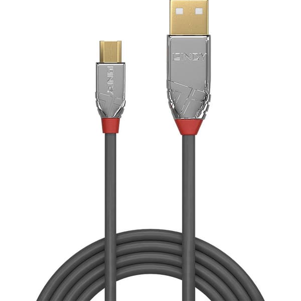 LINDY USB-kabel USB 2.0 USB-A kontakt, USB-Micro-B-kontakt 1.00 m Grå 36651