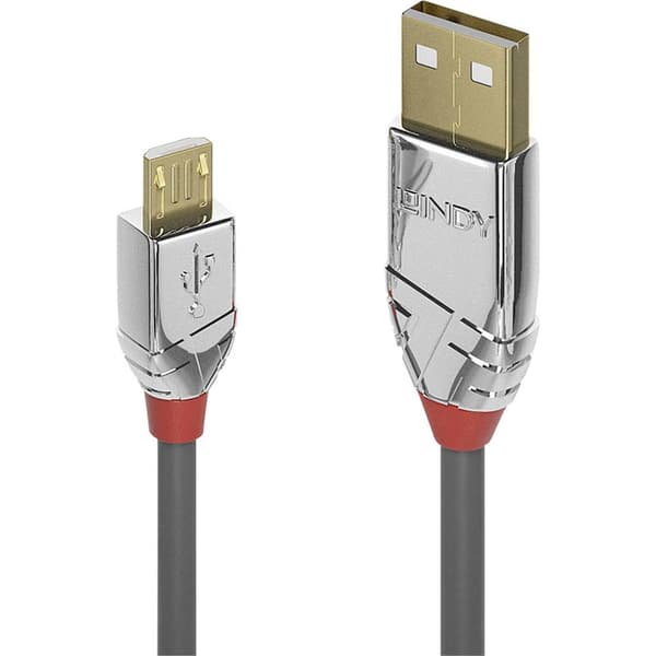 LINDY USB-kabel USB 2.0 USB-A kontakt, USB-Micro-B-kontakt 1.00 m Grå 36651