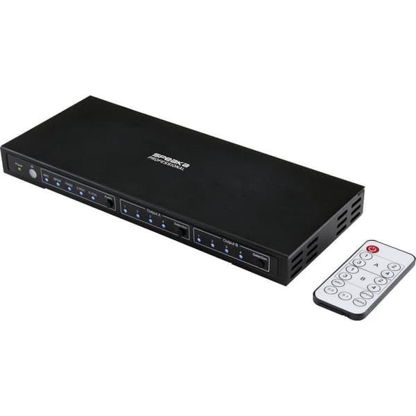 SpeaKa Professional 4x2-port HDMI-Switch med ljudportar 3840 x 2160 Megapixel Svart