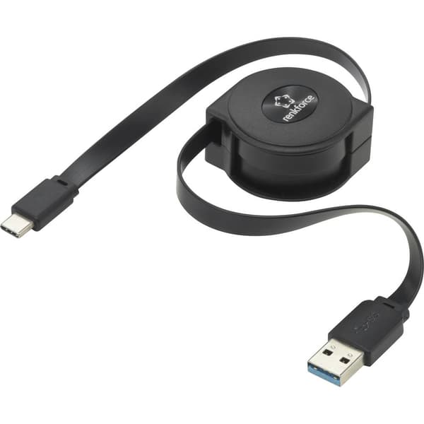 Renkforce USB-kabel USB 3.2 Gen1 (USB 3.0) USB-C®-kontakt, USB-A kontakt 0.80 m Svart RF-4352328