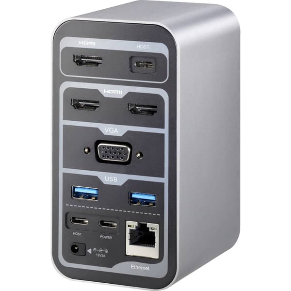 Renkforce USB-C®-dockningsstation RF-DKS-650 Passar till följande märken: univerzálny inkl. laddningsfunktion-lås