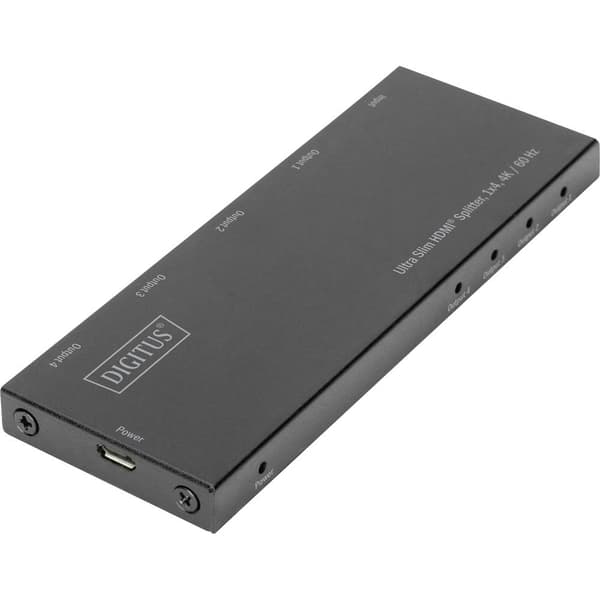 Digitus DS-45323 4 Port HDMI-Splitter LED-display, Metallhölje, Ultra HD-kapabel 4096 x 2160 pixel Svart