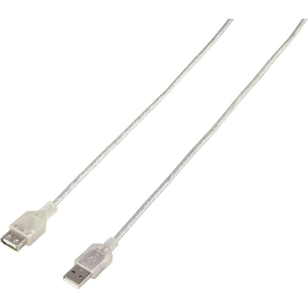 Renkforce USB-kabel USB 2.0 USB-A kontakt, USB-A uttag 3.00 m Transparent RF-4538152