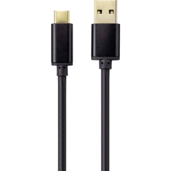 Renkforce USB-kabel USB 2.0 USB-A kontakt, USB-C®-kontakt 1.80 m Svart Tillämplig kontakt på båda sidor RF-4547682