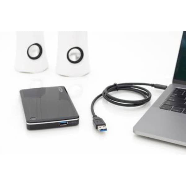 Digitus USB-kabel USB 3.2 Gen1 (USB 3.0) USB-C®-kontakt, USB-A kontakt 1.00 m Svart dubbelt skärmad AK-300146-010-S