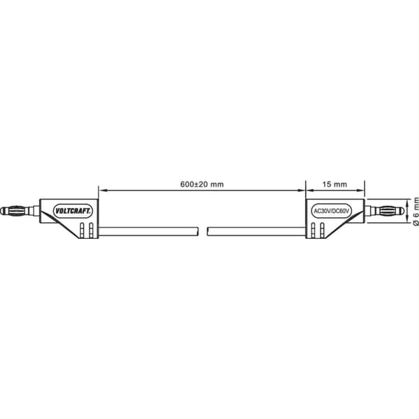 VOLTCRAFT MSB-200 Mätledning Laminerade stickdon 2 mm Laminerade stickdon 2 mm 0.60 m Svart 1 st
