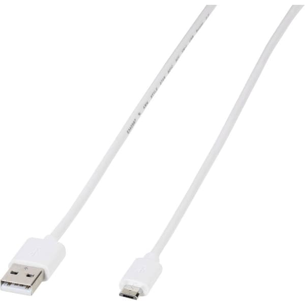 Vivanco USB-kabel USB 2.0 USB-A kontakt, USB-Micro-B-kontakt 1.00 m Vit 39451