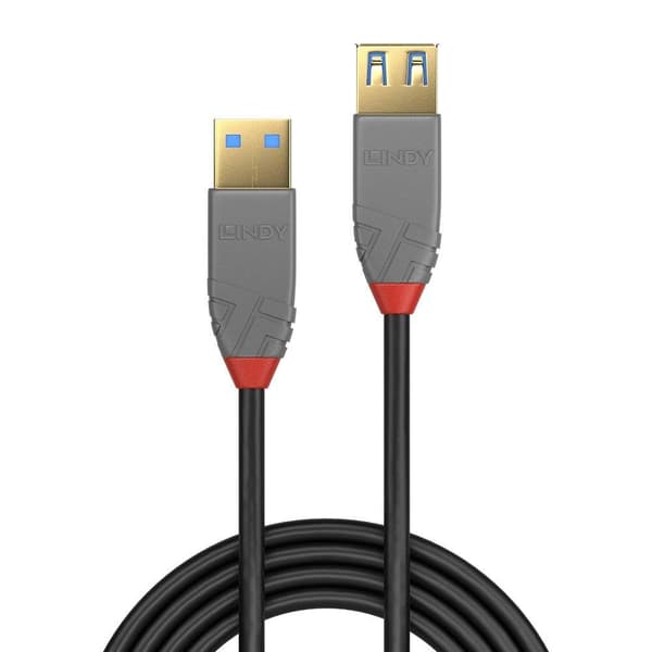 LINDY USB-kabel USB 3.2 Gen1 (USB 3.0) USB-A kontakt, USB-A uttag 1.00 m Svart 36761