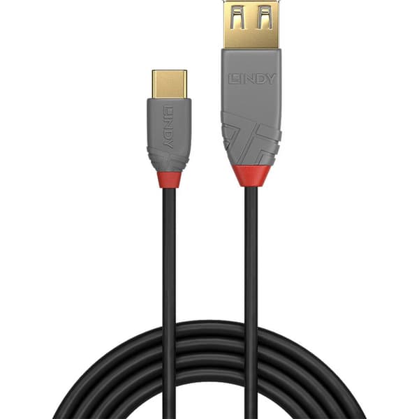 LINDY USB-kabel USB 2.0 USB-C®-kontakt, USB-A uttag 0.15 m Svart 36897