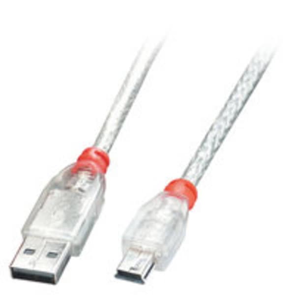 LINDY USB-kabel USB 2.0 USB-A kontakt, USB Mini-B kontakt 0.20 m Transparent 41780