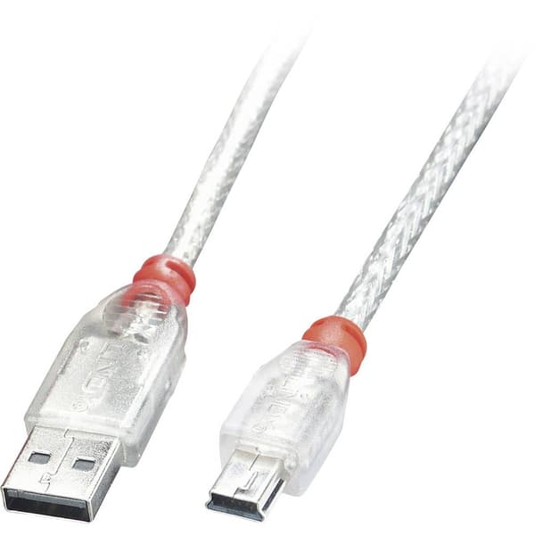LINDY USB-kabel USB 2.0 USB-A kontakt, USB Mini-B kontakt 0.20 m Transparent 41780