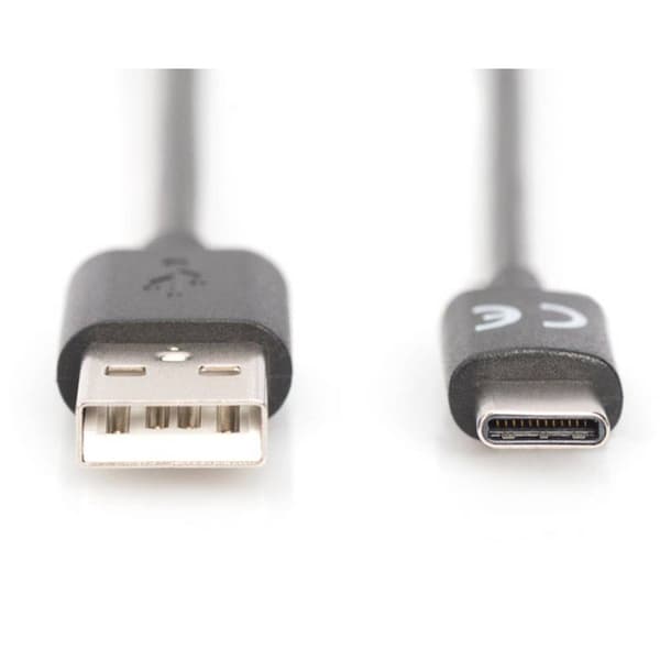Digitus USB-kabel USB 2.0 USB-C®-kontakt, USB-A kontakt 1.80 m Svart Skärmad AK-300154-018-S