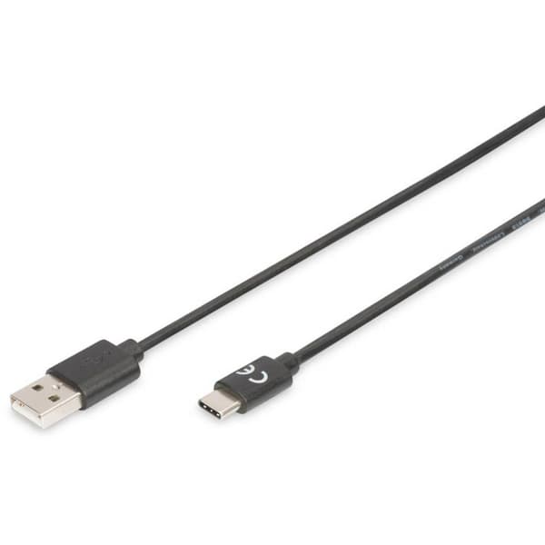 Digitus USB-kabel USB 2.0 USB-C®-kontakt, USB-A kontakt 1.80 m Svart Skärmad AK-300154-018-S