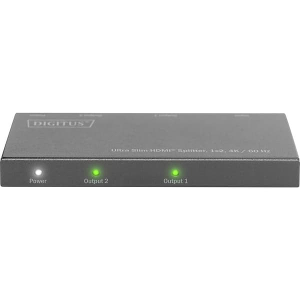 Digitus DS-45322 2 Port HDMI-Splitter LED-display, Metallhölje, Ultra HD-kapabel 4096 x 2160 pixel Svart