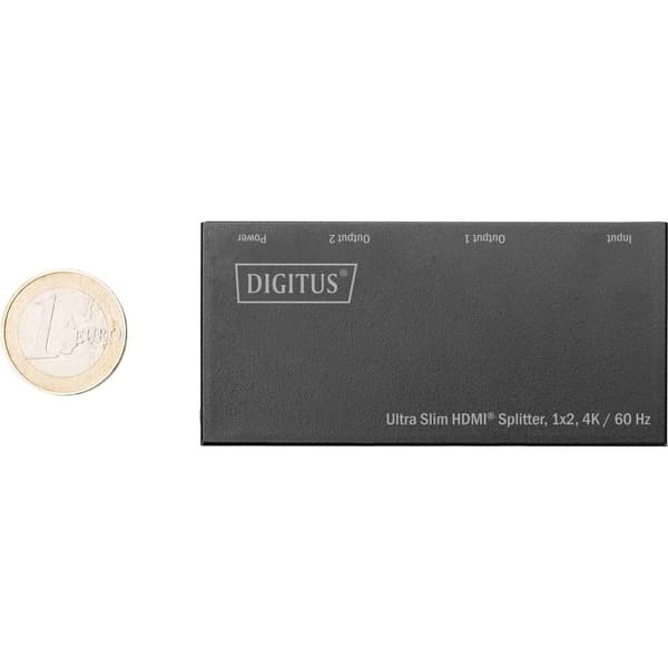 Digitus DS-45322 2 Port HDMI-Splitter LED-display, Metallhölje, Ultra HD-kapabel 4096 x 2160 pixel Svart