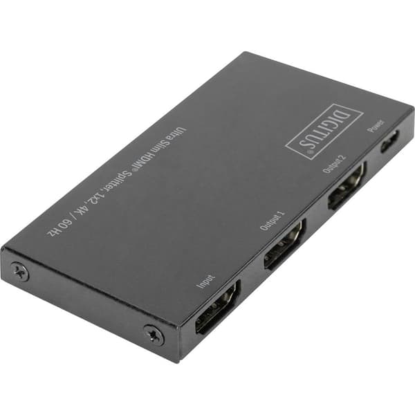 Digitus DS-45322 2 Port HDMI-Splitter LED-display, Metallhölje, Ultra HD-kapabel 4096 x 2160 pixel Svart
