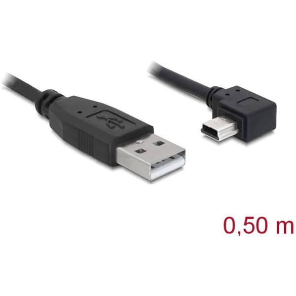 Delock USB-kabel USB 2.0 USB-A kontakt, USB Mini-B kontakt 0.50 m Svart 82680