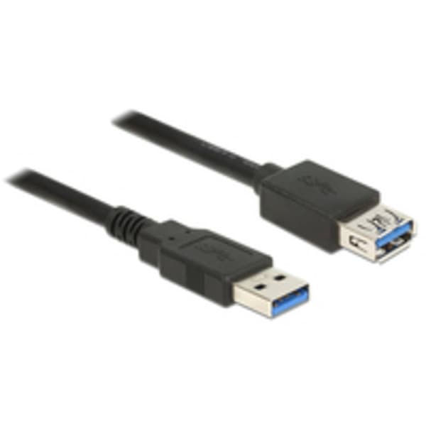 Delock USB-kabel USB 3.2 Gen1 (USB 3.0) USB-A kontakt, USB-A uttag 0.50 m Svart guldpläterad kontakt 85053