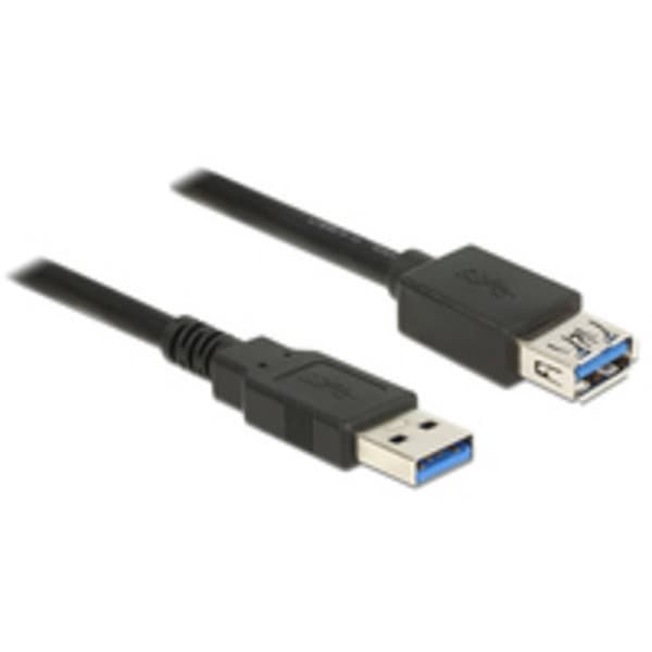 Delock USB-kabel USB 3.2 Gen1 (USB 3.0) USB-A kontakt, USB-A uttag 1.00 m Svart guldpläterad kontakt 85054
