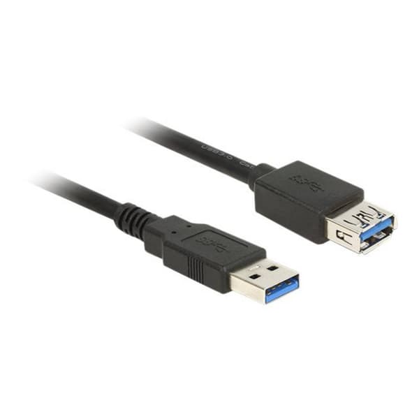 Delock USB-kabel USB 3.2 Gen1 (USB 3.0) USB-A kontakt, USB-A uttag 1.00 m Svart guldpläterad kontakt 85054