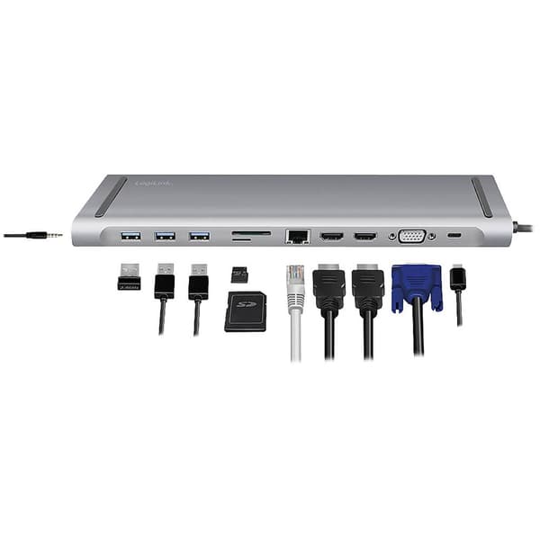 LogiLink USB-C®-dockningsstation UA0373 Passar till följande märken: univerzálny USB-C® Power Delivery, Integrerad kart