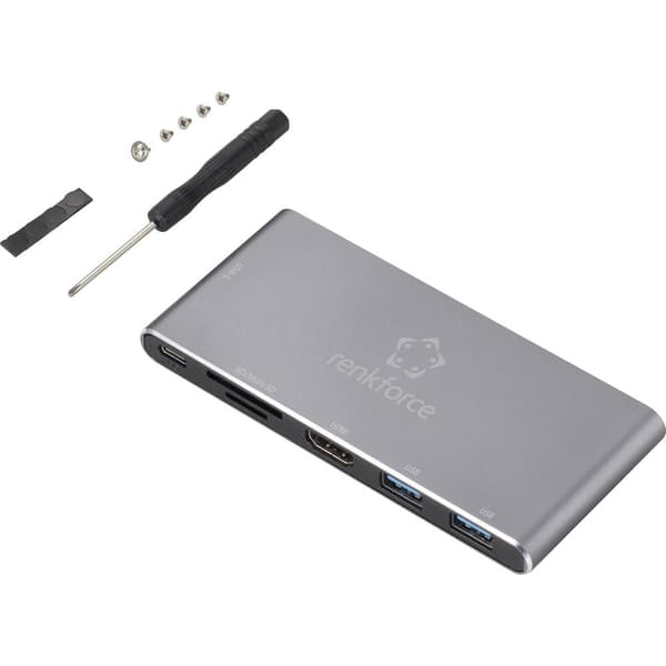 Renkforce RF-4599772 USB-C®-dockningsstation Passar till följande märken: univerzálny M.2 SSD-kort., Integrerad kartläs