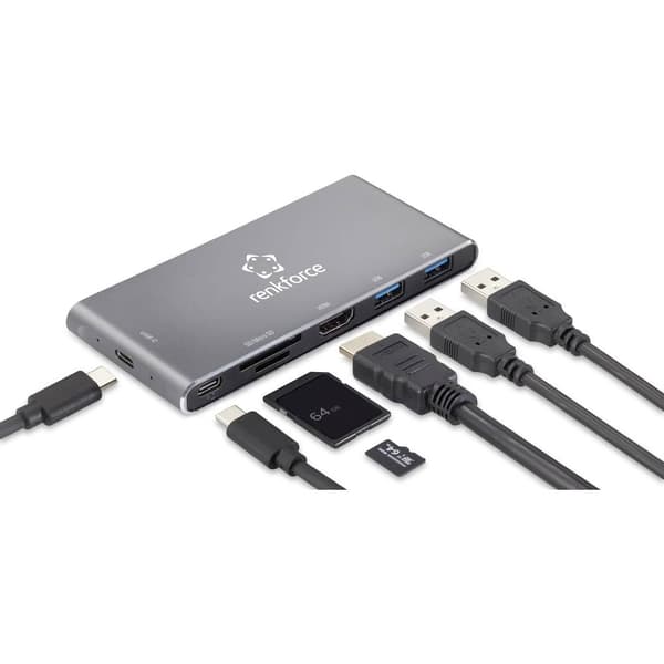 Renkforce RF-4599772 USB-C®-dockningsstation Passar till följande märken: univerzálny M.2 SSD-kort., Integrerad kartläs