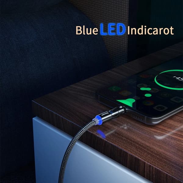 540° Magnetisk laddkabel som passar alla dina enheter 3-i-1 Micro-USB, Typ-C, iPhone