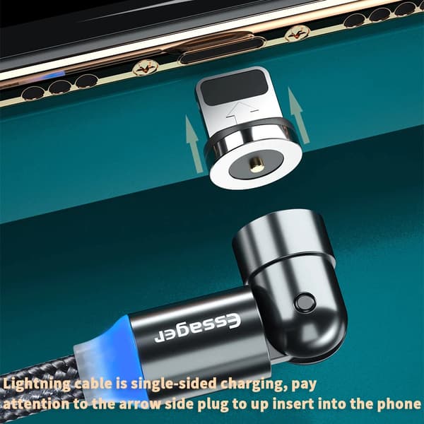 540° Magnetisk laddkabel som passar alla dina enheter 3-i-1 Micro-USB, Typ-C, iPhone