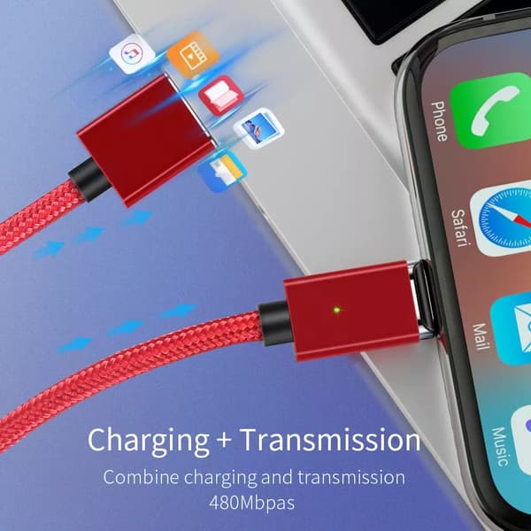 540° Magnetisk laddkabel som passar alla dina enheter 3-i-1 Micro-USB, Typ-C, iPhone