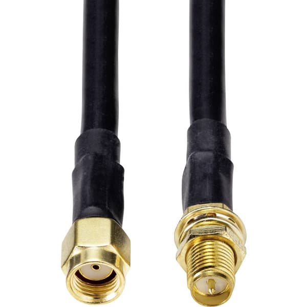 SpeaKa Professional Antenn Förlängningskabel [1x RP-SMA hane - 1x RP-SMA hona] 2.00 m Svart