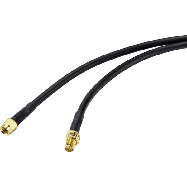 SpeaKa Professional Antenn Förlängningskabel [1x RP-SMA hane - 1x RP-SMA hona] 2.00 m Svart