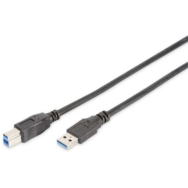 Digitus USB-kabel USB 3.2 Gen1 (USB 3.0) USB-A kontakt, USB-B kontakt 1.80 m Svart Rund, trefaldigt skärmad DB-300115-0