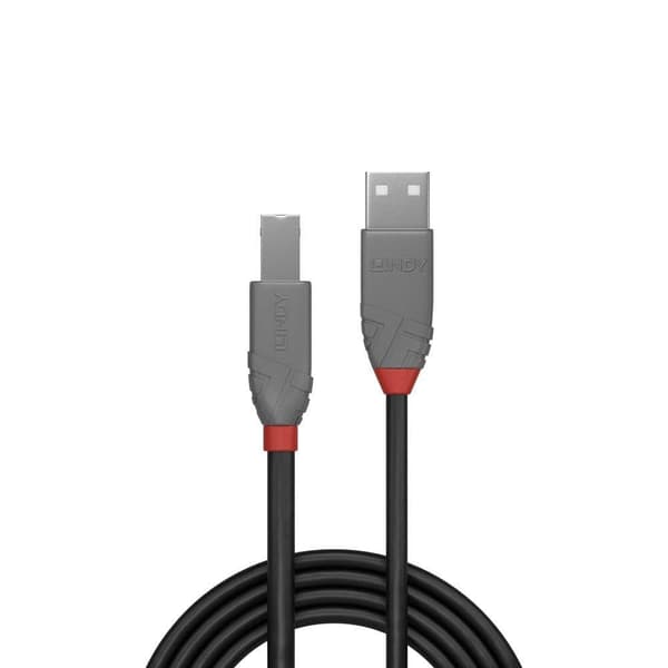LINDY USB-kabel USB 2.0 USB-A kontakt, USB-B kontakt 2.00 m Svart 36673