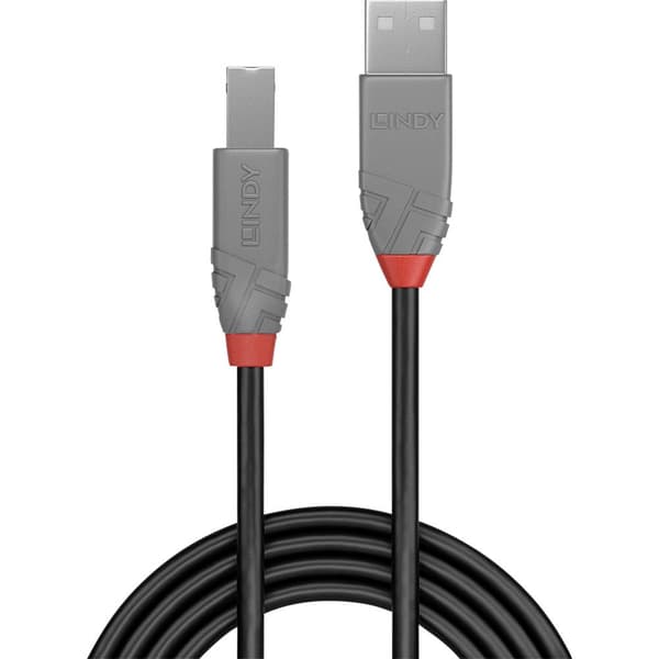 LINDY USB-kabel USB 2.0 USB-A kontakt, USB-B kontakt 2.00 m Svart 36673