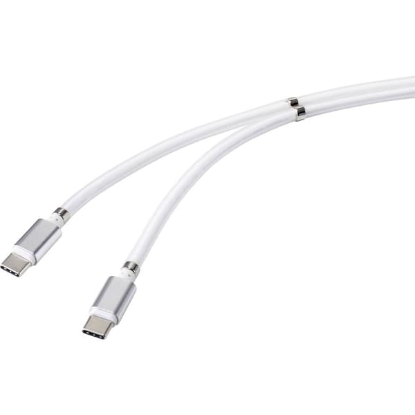 Renkforce USB-kabel USB 2.0 USB-C®-kontakt, USB-C®-kontakt 1.00 m Vit guldpläterad kontakt TO-6899481