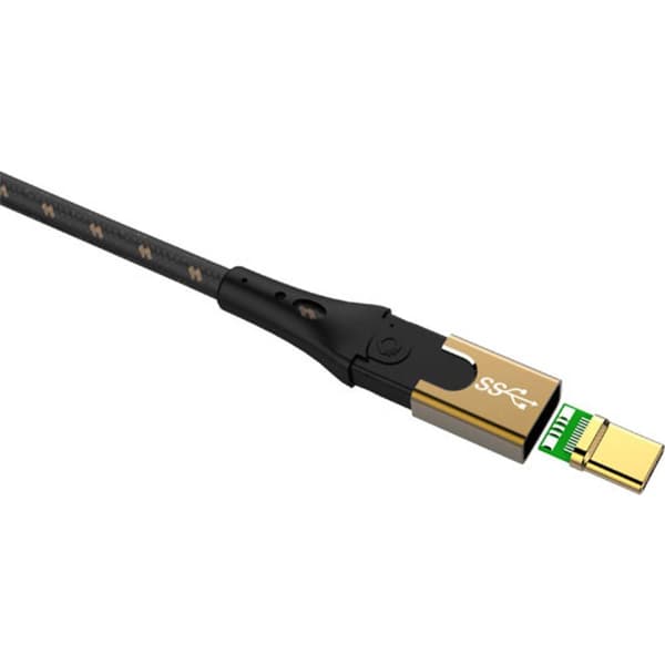 Oehlbach USB-kabel USB 3.2 Gen2 (USB 3.1 Gen2) USB-C®-kontakt, USB-C®-kontakt 3.00 m Svart/Guld D1C9533