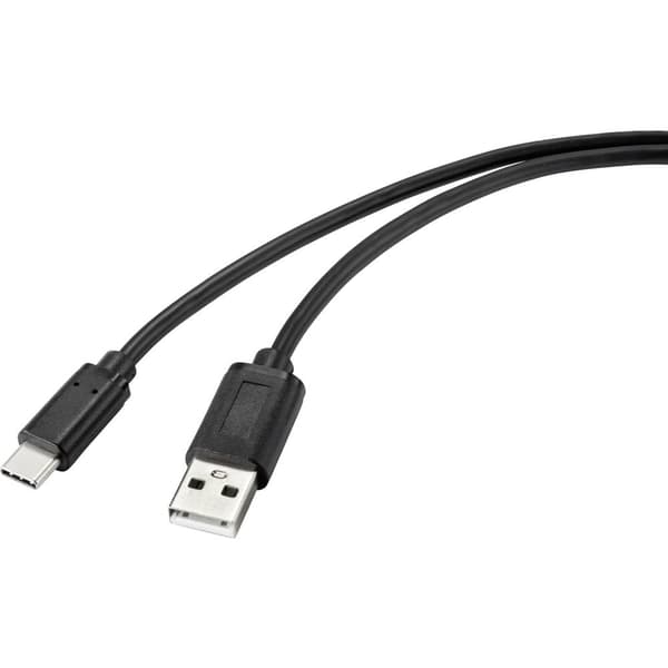 Renkforce USB-kabel USB 2.0 USB-C®-kontakt, USB-A kontakt 1.00 m Svart Med antimikrobiell yta RF-4699378