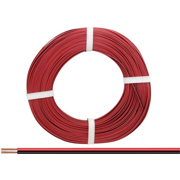 Donau Elektronik 225-010-25 Flätad kabel 2 x 0.25 mm² Röd/Svart 25 m
