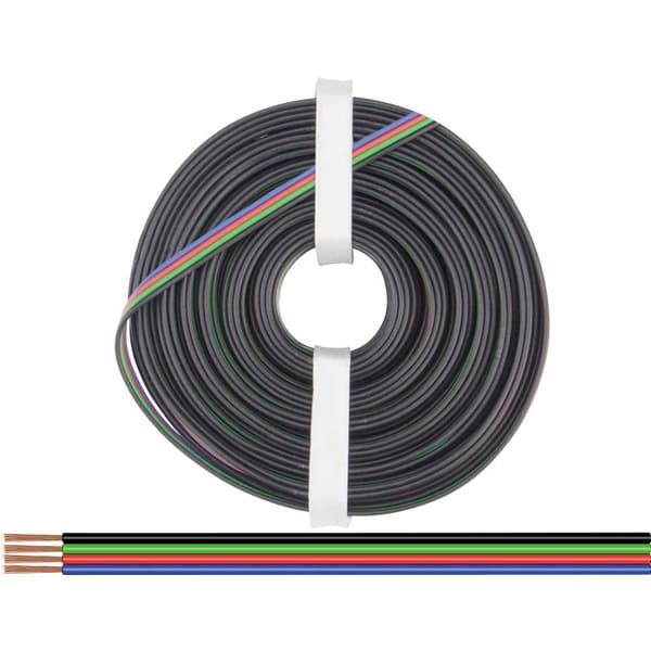 Donau Elektronik 419-100 Flätad kabel 4 x 0.25 mm² Svart, Grön, Röd, Blå 100 m